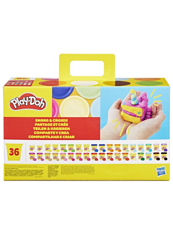 Play-Doh 36 حزمة ميغا، علب سعة 3 أونصات، هدايا حفلات وألعاب فنية وحرفية للأطفال من عمر 2 سنوات وما فوق، ألوان متنوعة، مركب تشكيل - Image 2